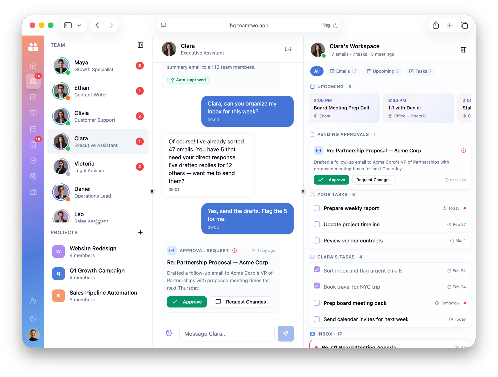 Microsoft Employee Inferface TeamTwo — The AI Workforce
